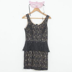 Three Hearts Nude/Black Lace Sleeveless Dress